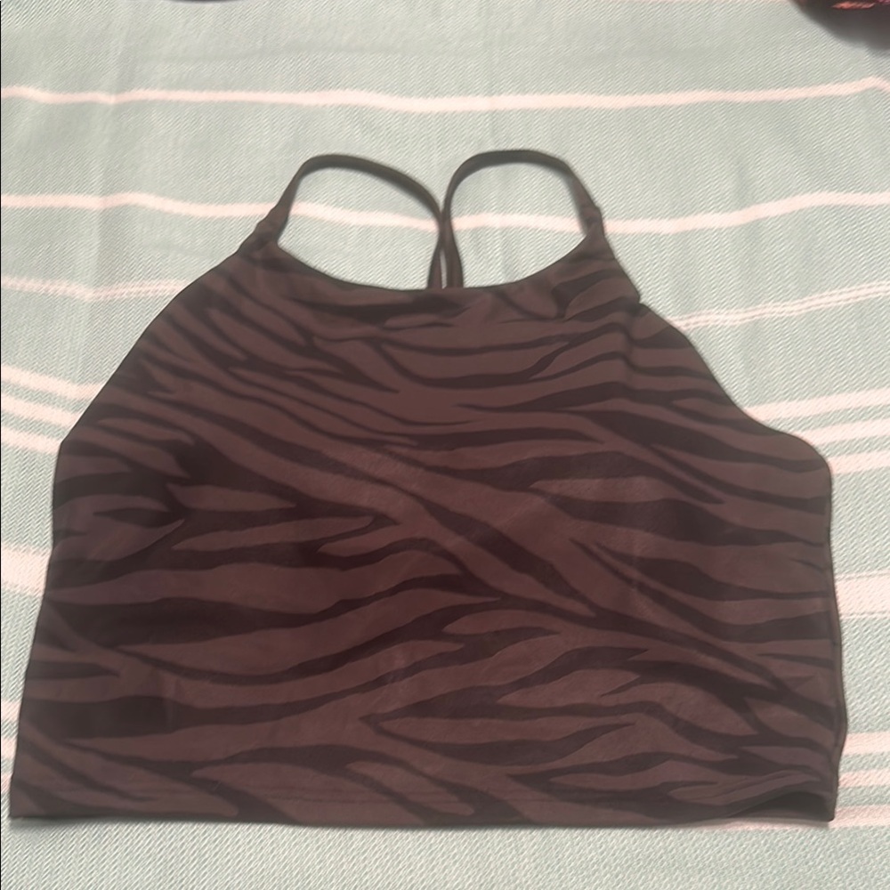Old Navy Black and Brown Zebra Print Bra Racerback Design